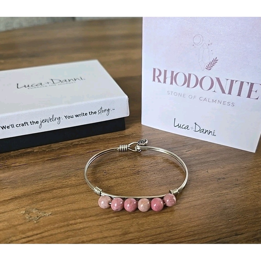 Luca + Danni Rhodonite Stone Of Calmness/Healing Bracelet Hook Closure 6" NIB